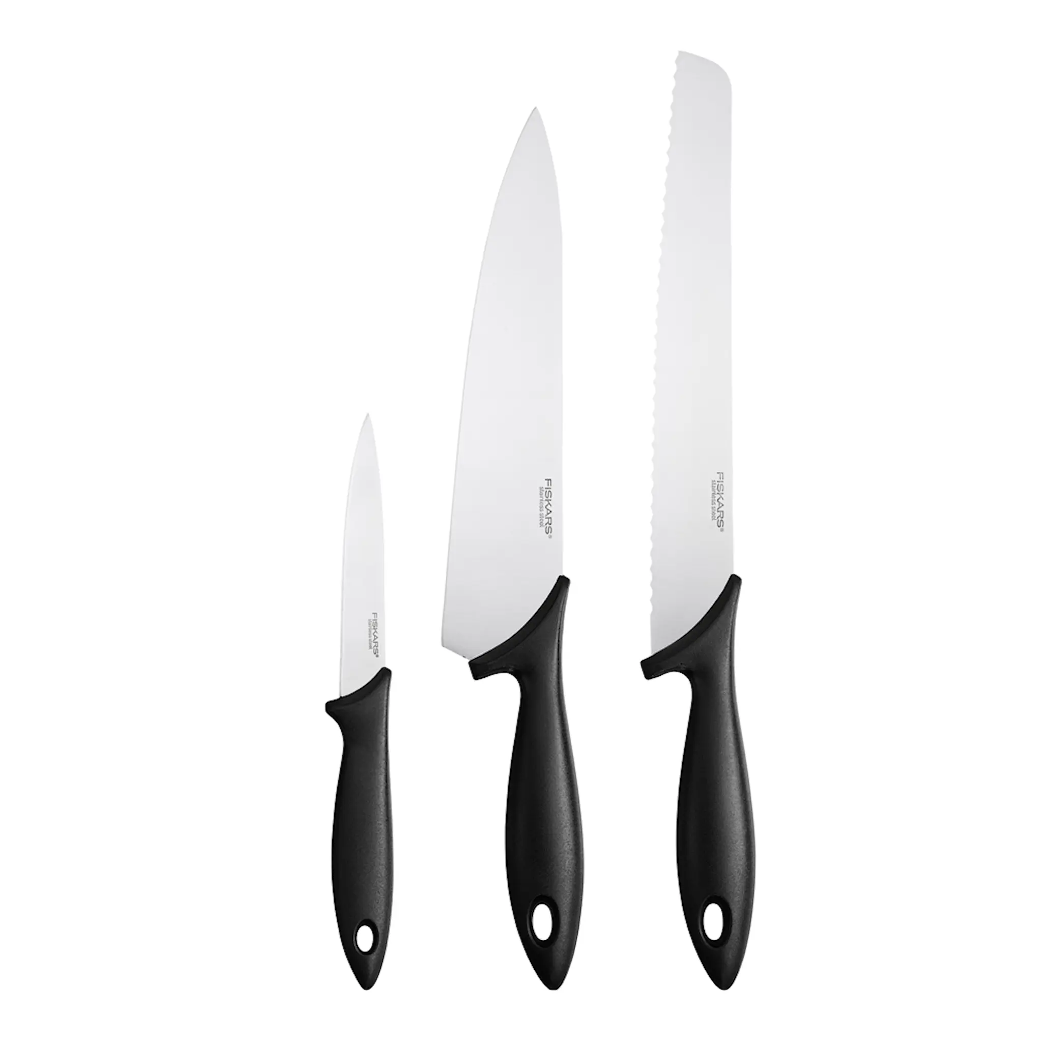 Fiskars Essential Knivset 3 delar Svart