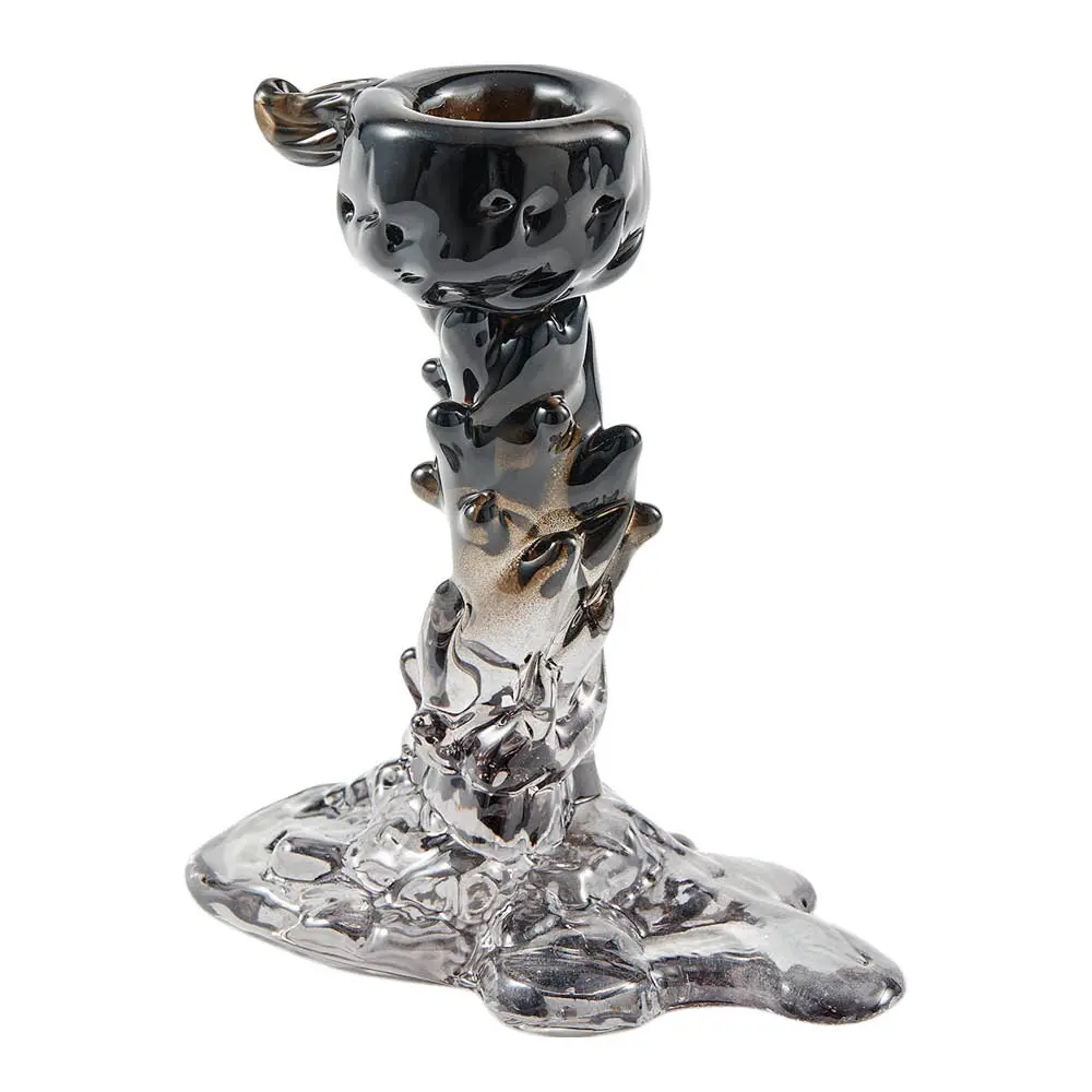 Drip kynttilänjalka lasissa S 14 cm musta