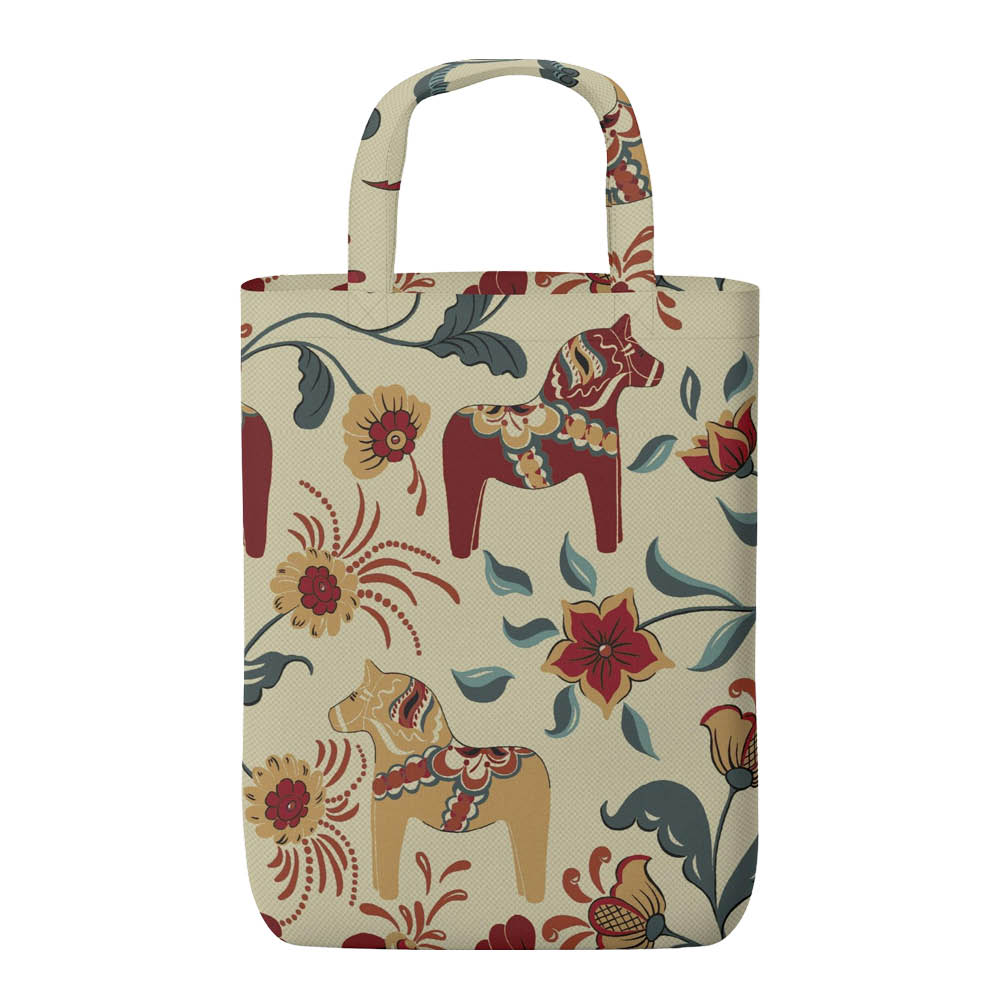 Arvidssons Leksand tygkasse 65x85 cm beige/röd