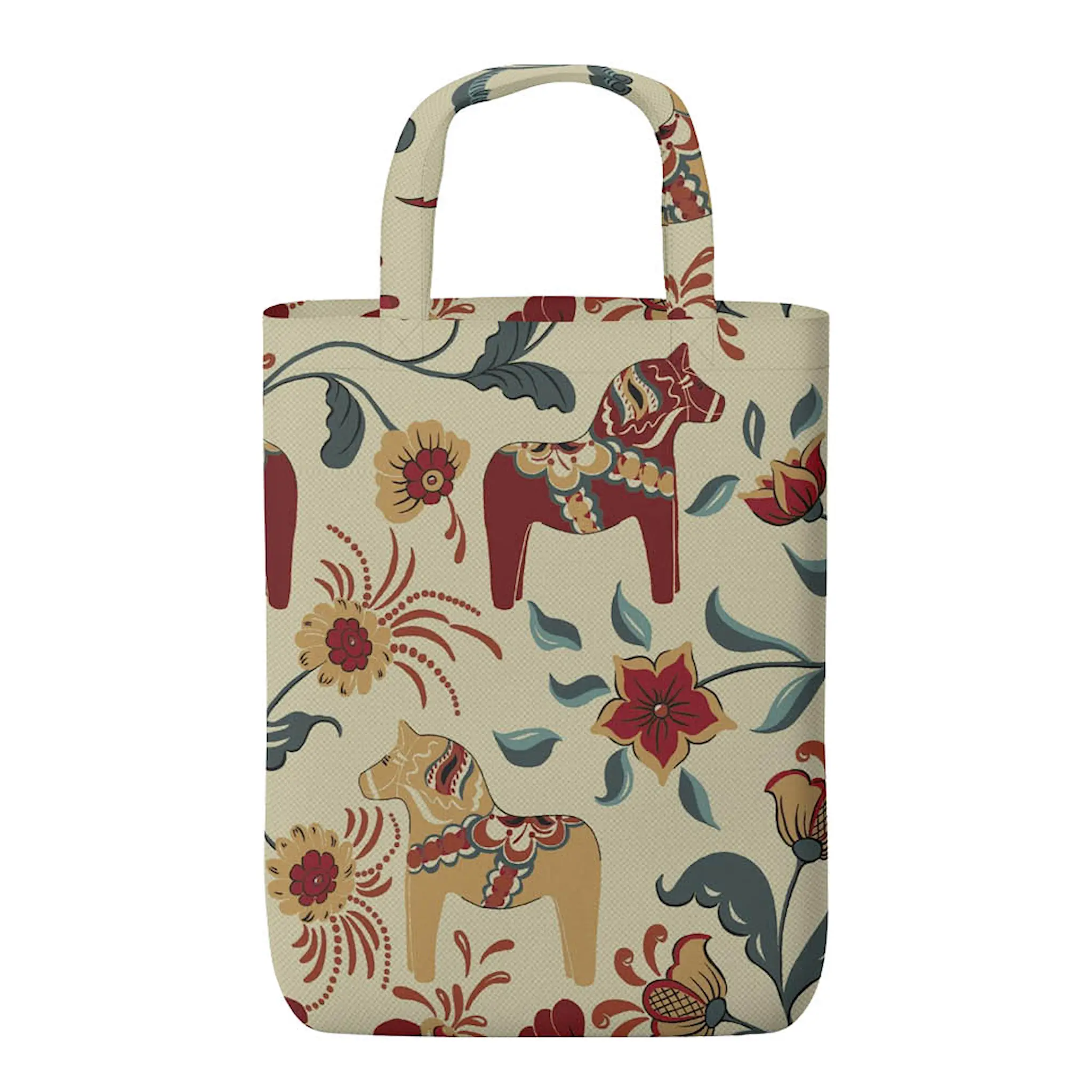 Arvidssons Leksand tygkasse 65x85 cm beige/röd