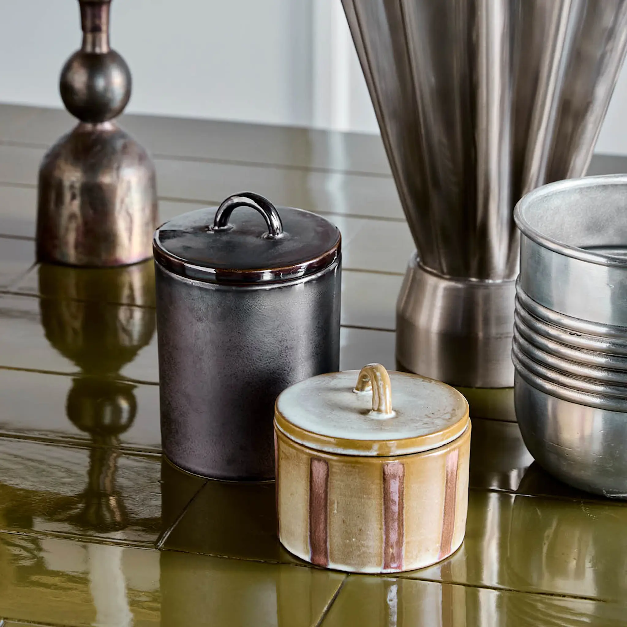 House Doctor Säilytyslaatikko Tallic 2 kpl musta/hiekka