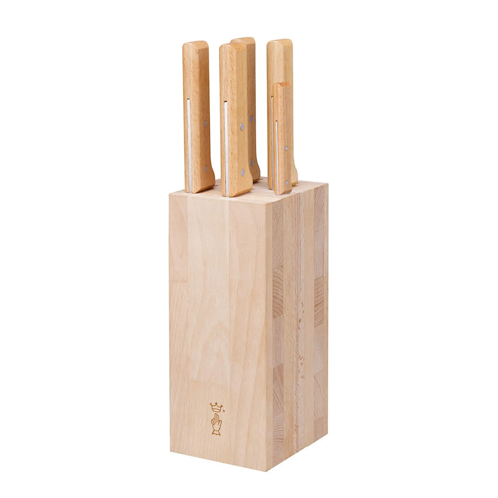 Opinel Parallèle knivblock med 5 knivar bröd Bokträ