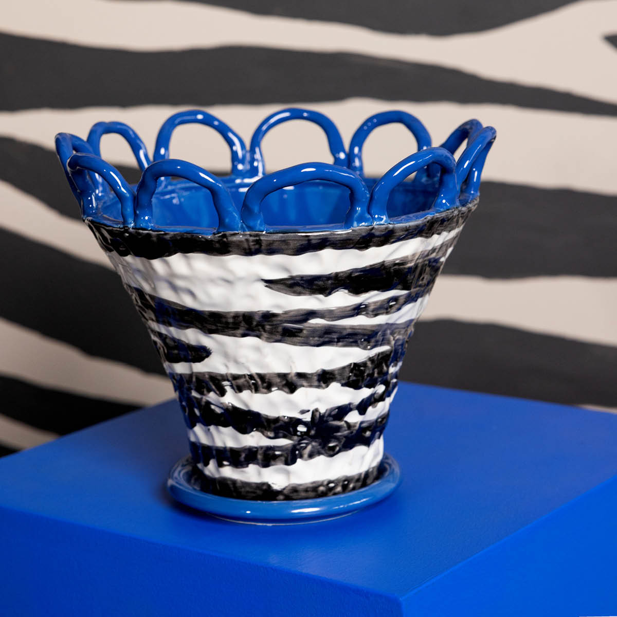 ByOn Patty krukke S 25x21 cm zebra/blå