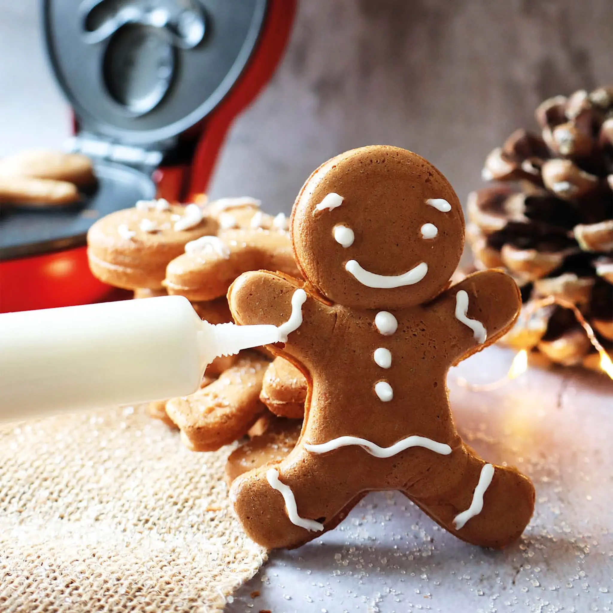 ScrapCooking Våffeljärn pepparkaksgubbe jul röd/svart
