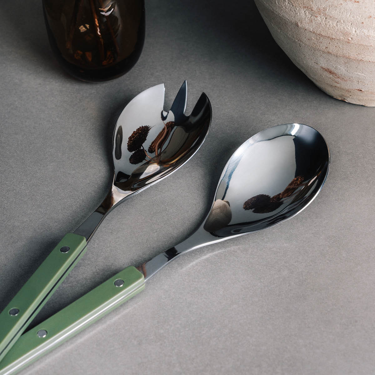 Stiernholm Prima Verde salatbestikk 28,5 cm stål/grønn