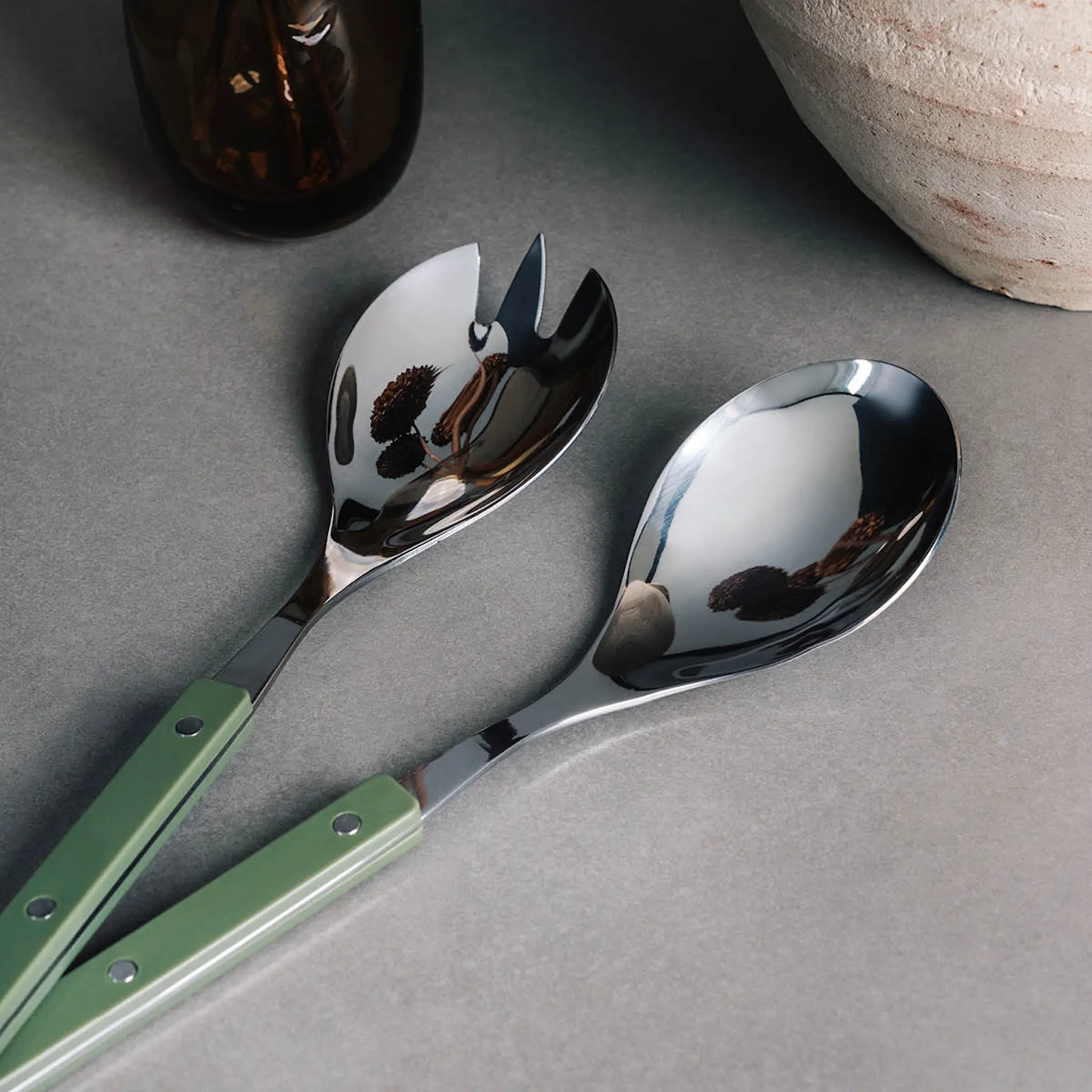 Stiernholm Prima Verde salladsbestick 28,5 cm stål/grön