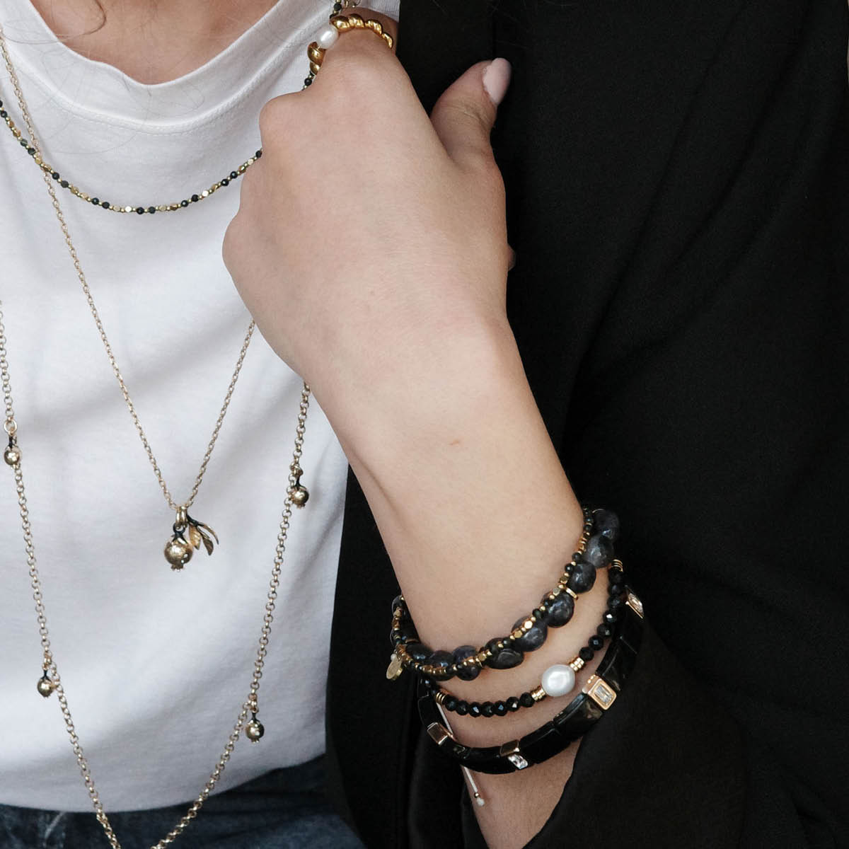 A&C Oslo AS Enamel Tiles Crystal Line armband emalj svart/guld/kristall