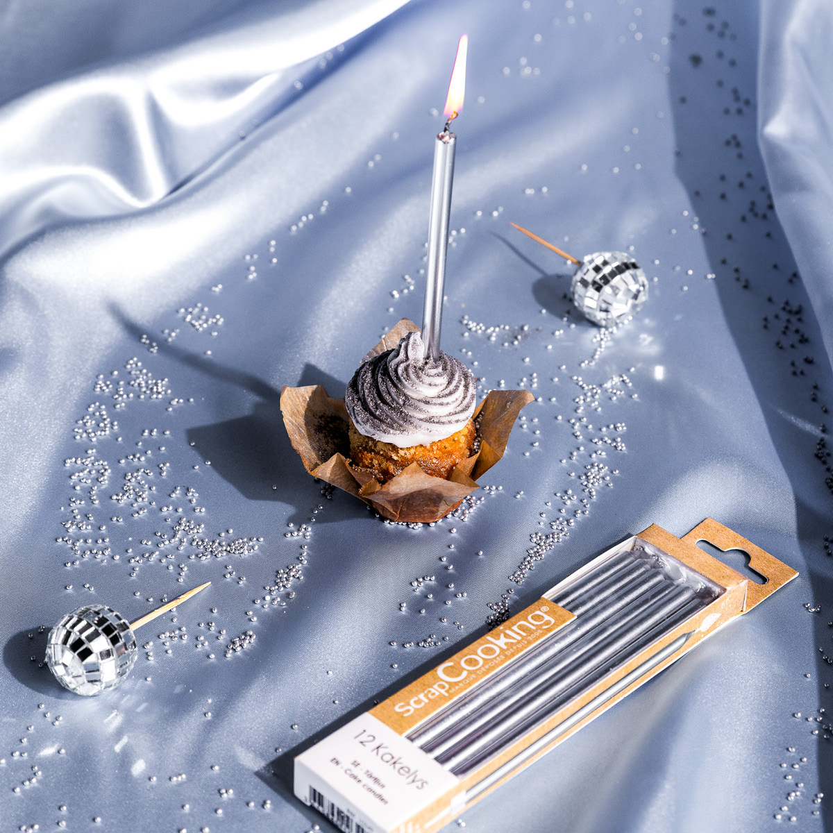 ScrapCooking Tårtljus 12-pack 12 cm silver