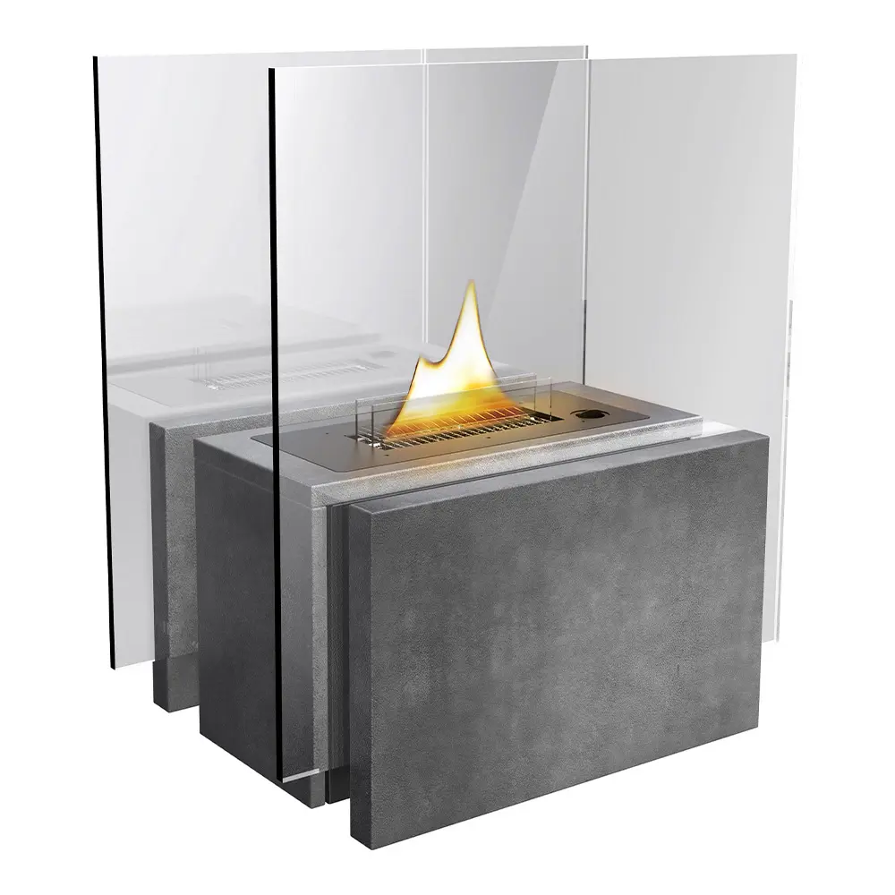 Freestanding frittstående peis 60 cm 0,5L mørk grå