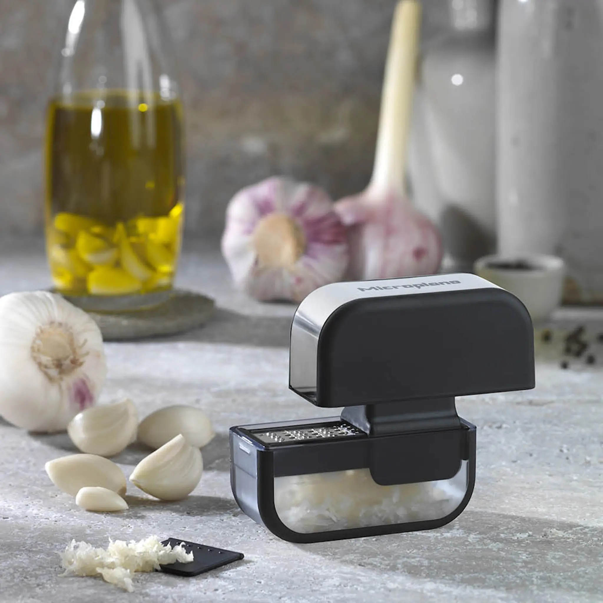 Microplane Garlic hvitløksrasp svart/stål