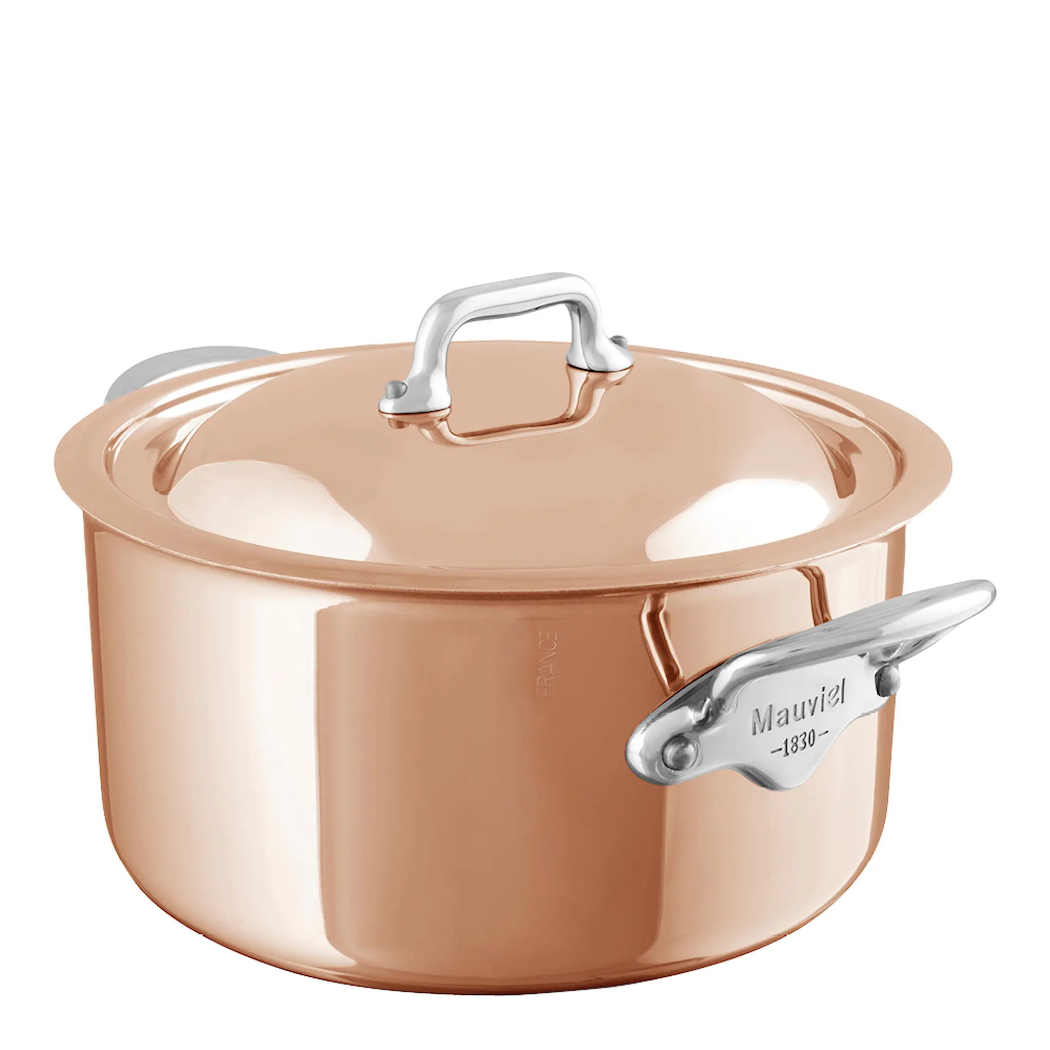 Mauviel M'6s gryta med lock 3,4 L koppar/stål