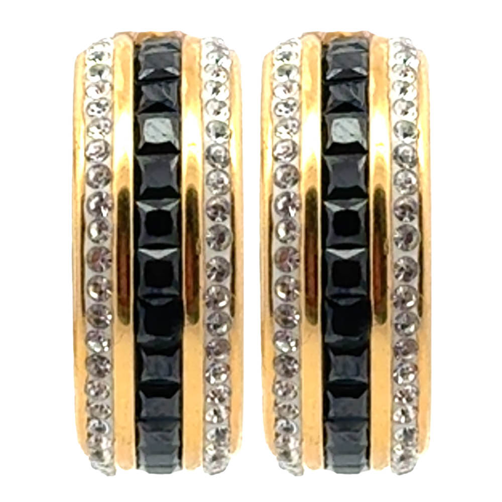 A&C Oslo AS - Steel - Crystal Sparkle korvakorut mustilla kristallikivillä kulta