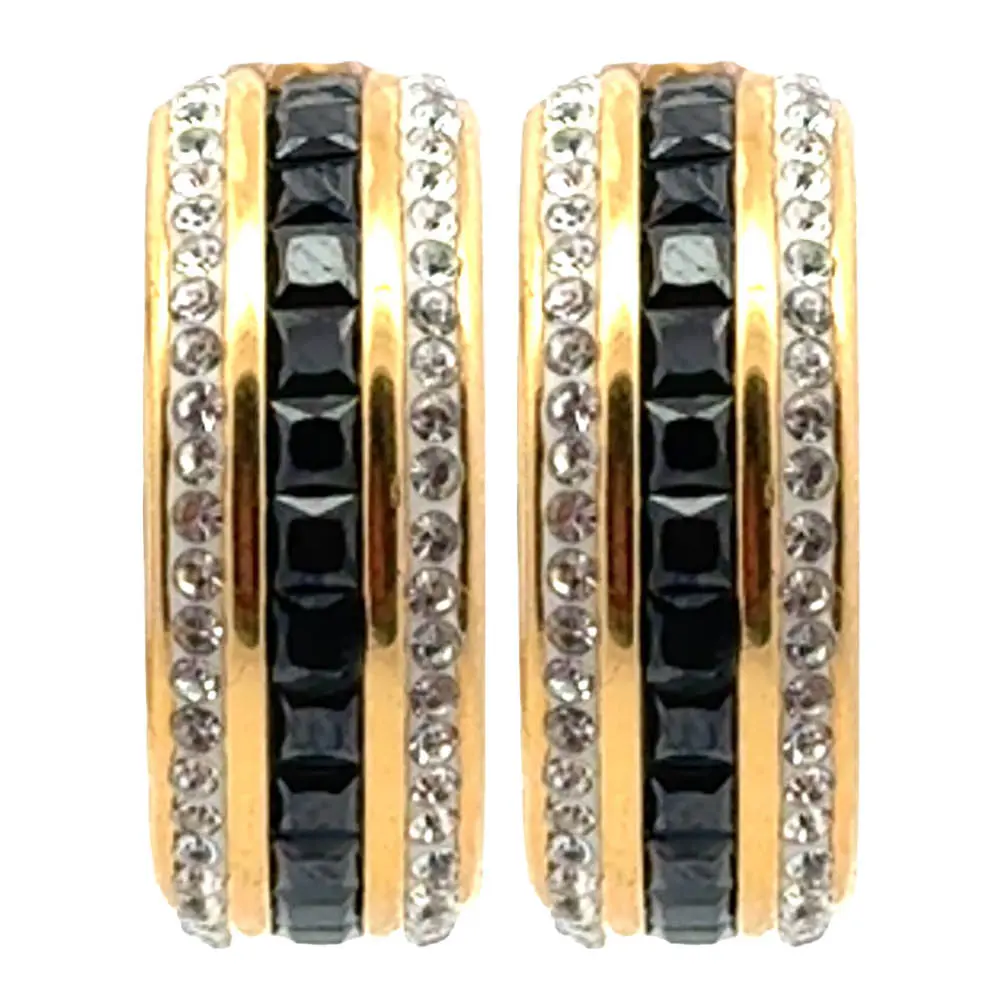 Steel - Crystal Sparkle korvakorut mustilla kristallikivillä kulta