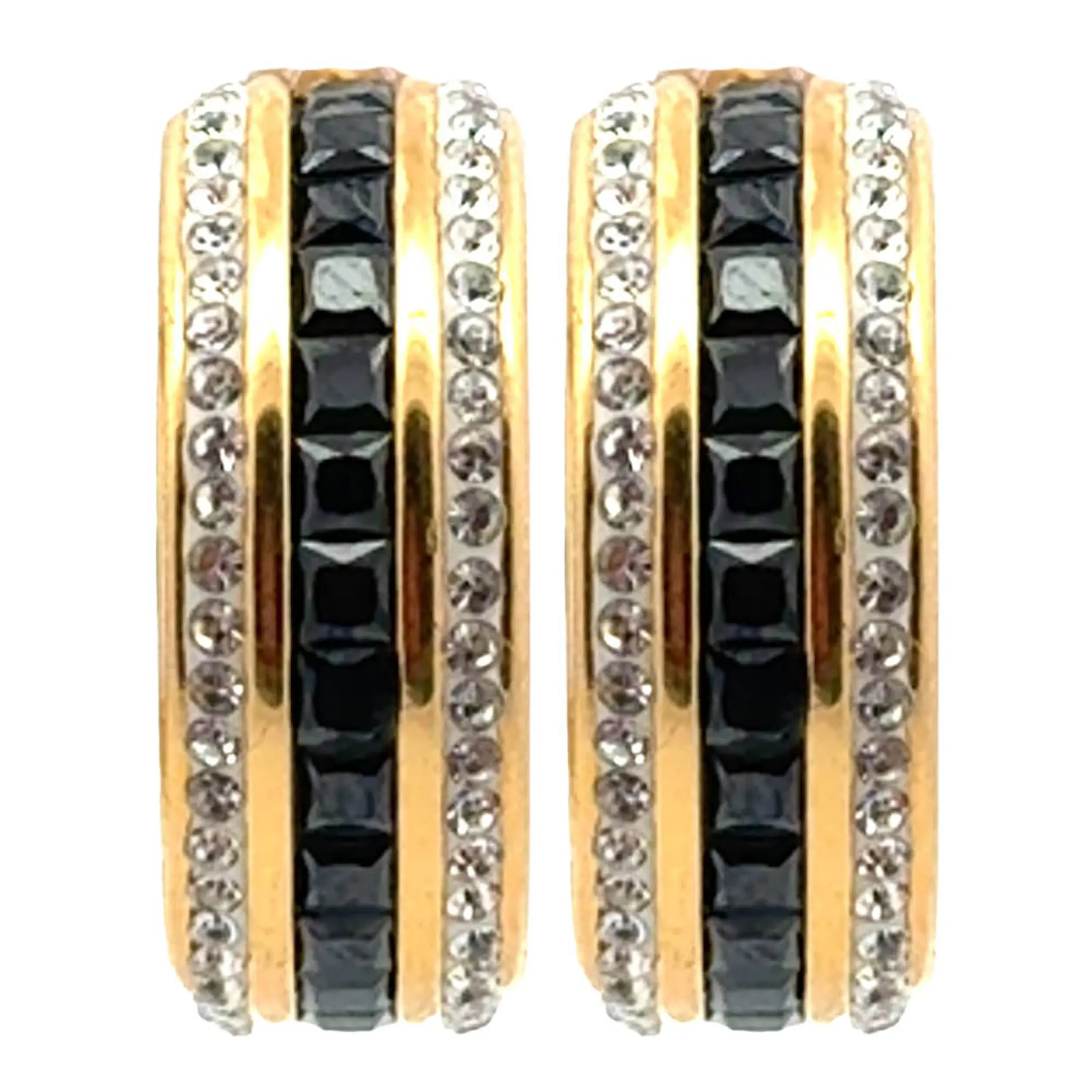 A&C Oslo AS Steel - Crystal Sparkle örhängen svarta kristallstenar guld