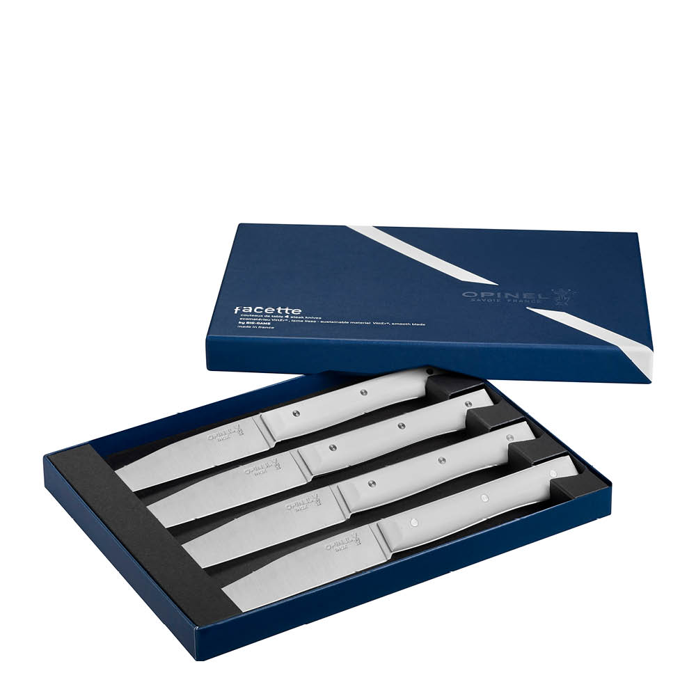 Opinel - Table Bois Facette Veitsi 4 kpl Valkoinen