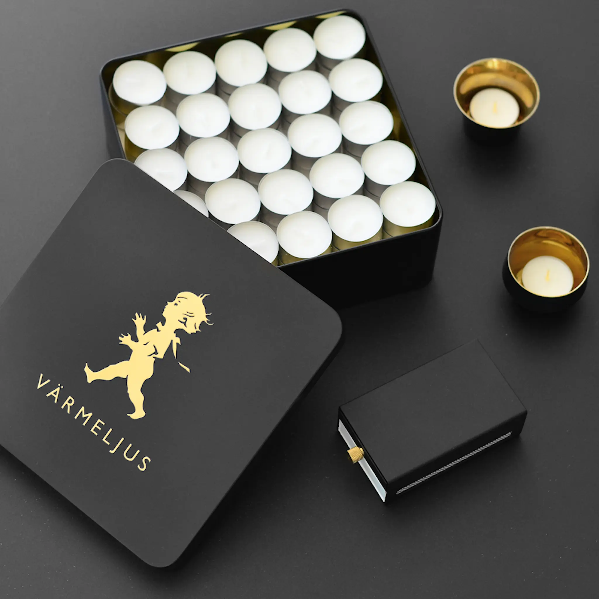 SOLSTICKAN Kynttilälaatikko Musta/Kulta