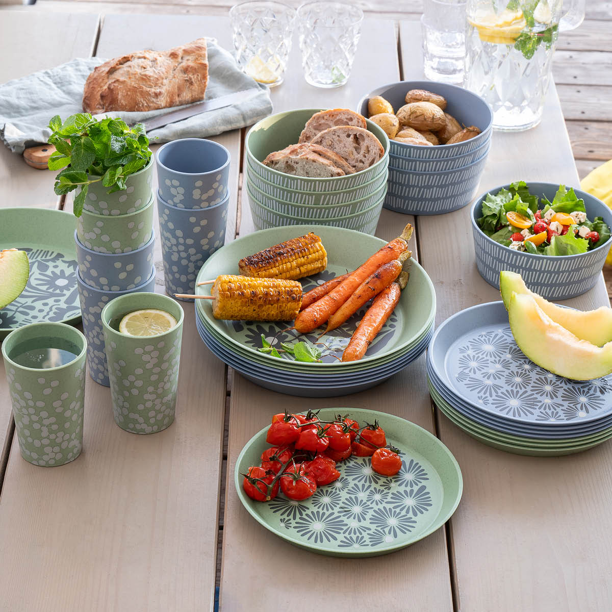 Koziol Blomster servis 16 delar nature leaf green