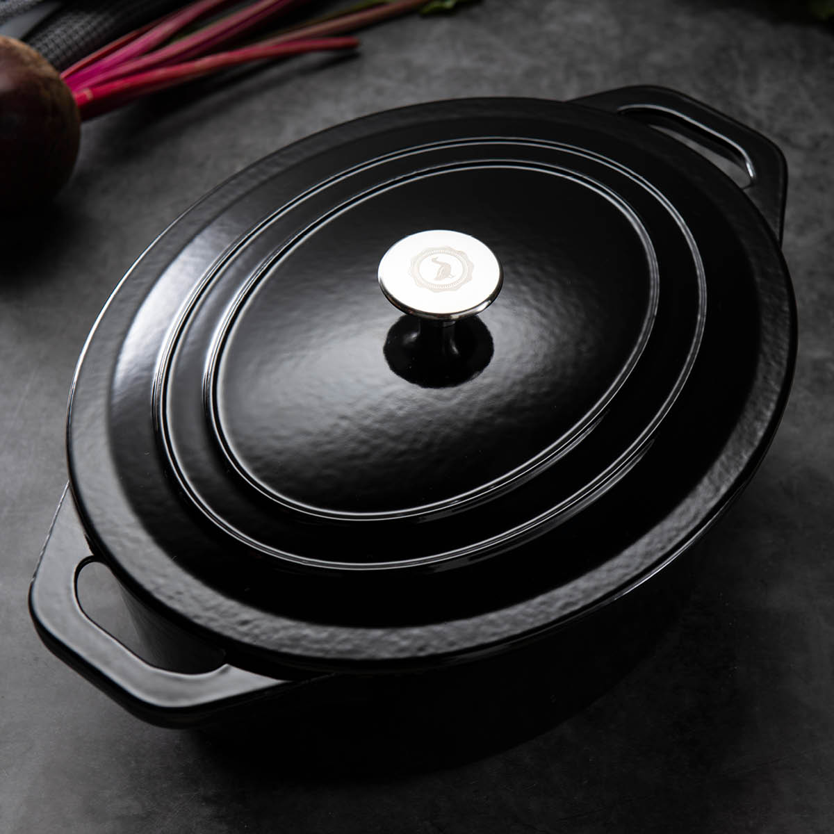 Anders Petter Stenfors støpejernsgryte oval 6,3L svart