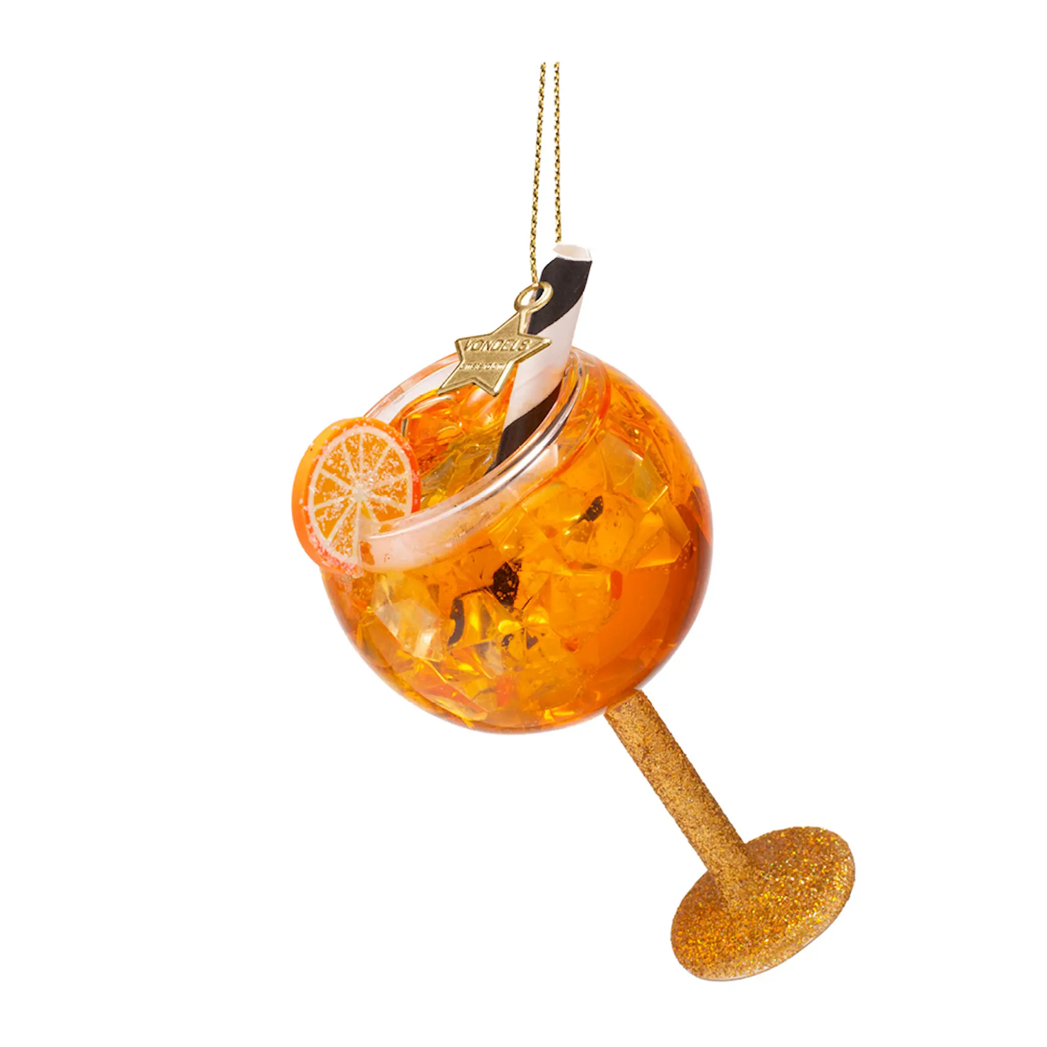 Vondels Wine & Dine julhänge i glas 11 cm Apelsinspritz orange
