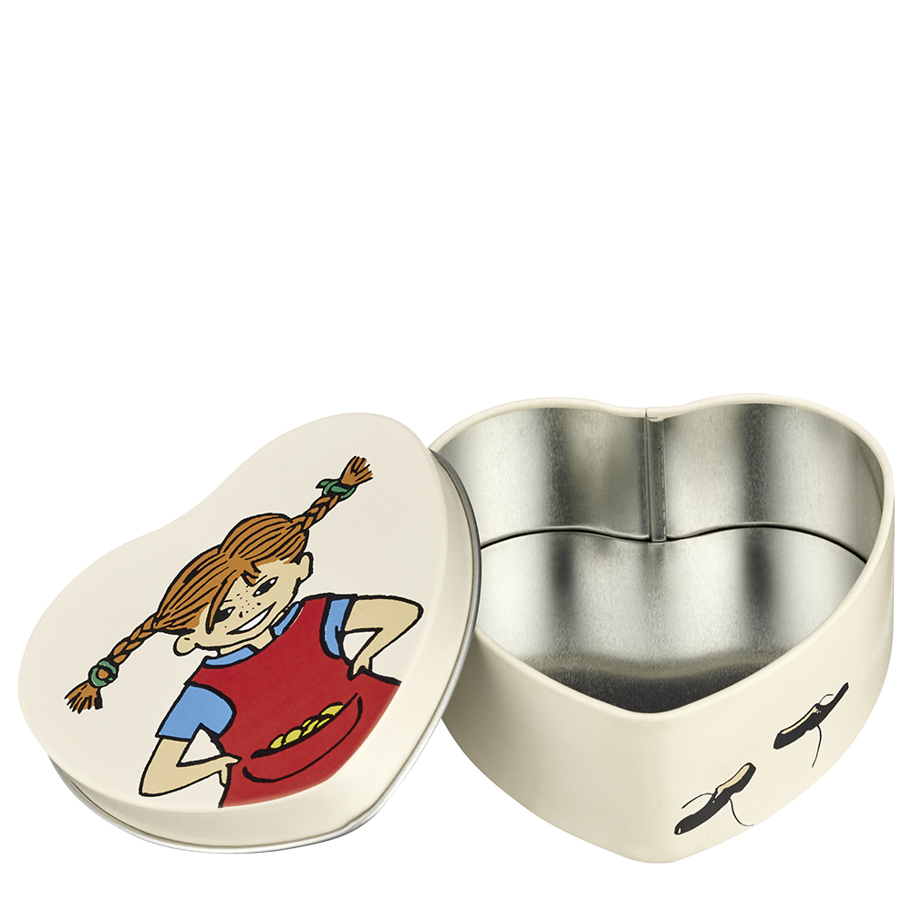 Muurla Be more Pippi plåtburk 10x4 cm hjärta beige