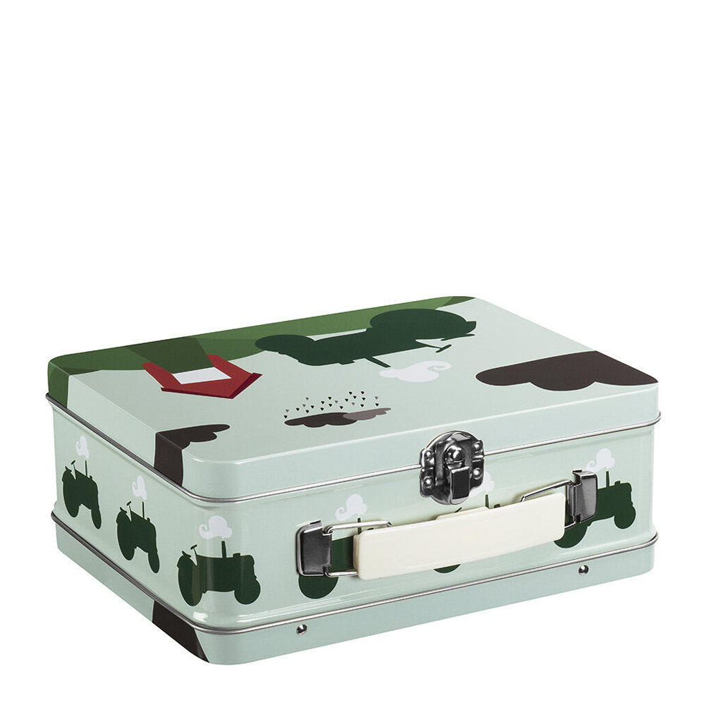 Blafre Traktor & Lada plåtväska 19x16 cm blågrön