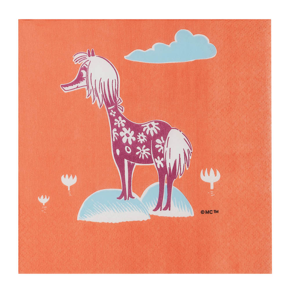 Moomin Arabia Mummi serviett 33x33 cm 20 stk Under paraplyen korallrød