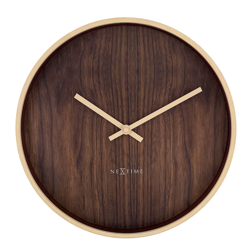 NeXtime Oslo veggklokke 30 cm lys/mørk tre