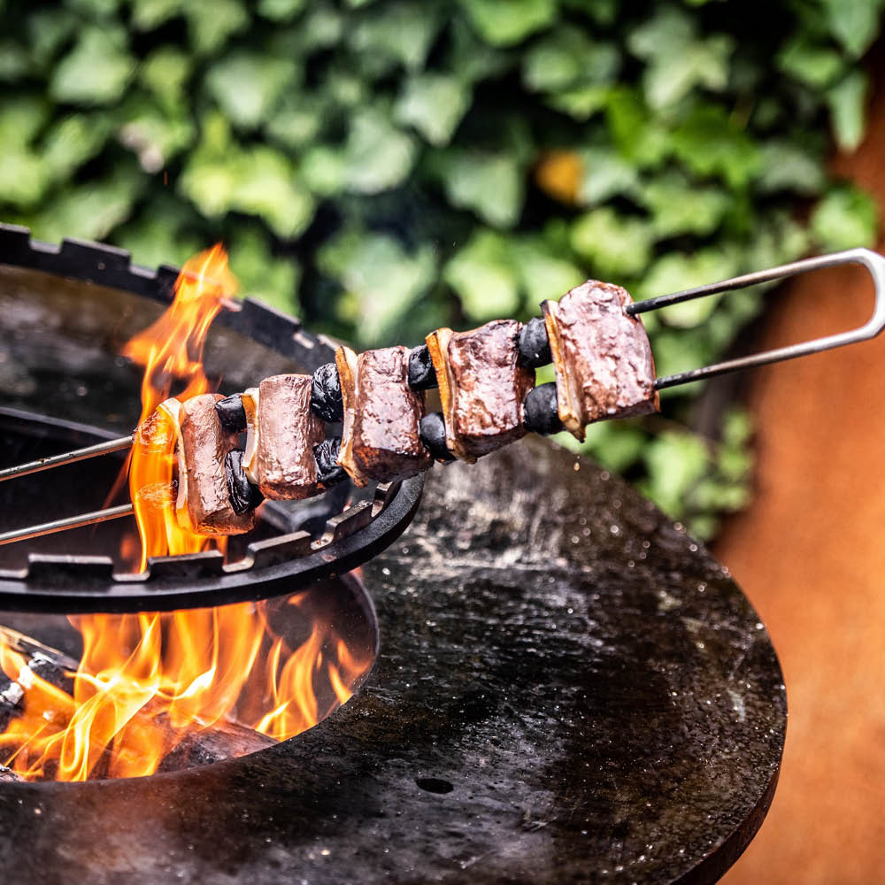 Forged Churrasco gaffelspett grillspett 60 cm stål/olivträ