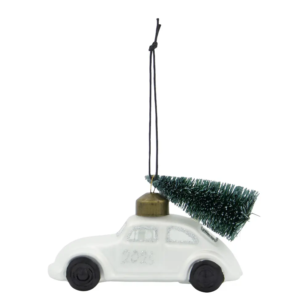 Car Joulukoriste 10,5x5,5 cm Valkoinen/Hopea