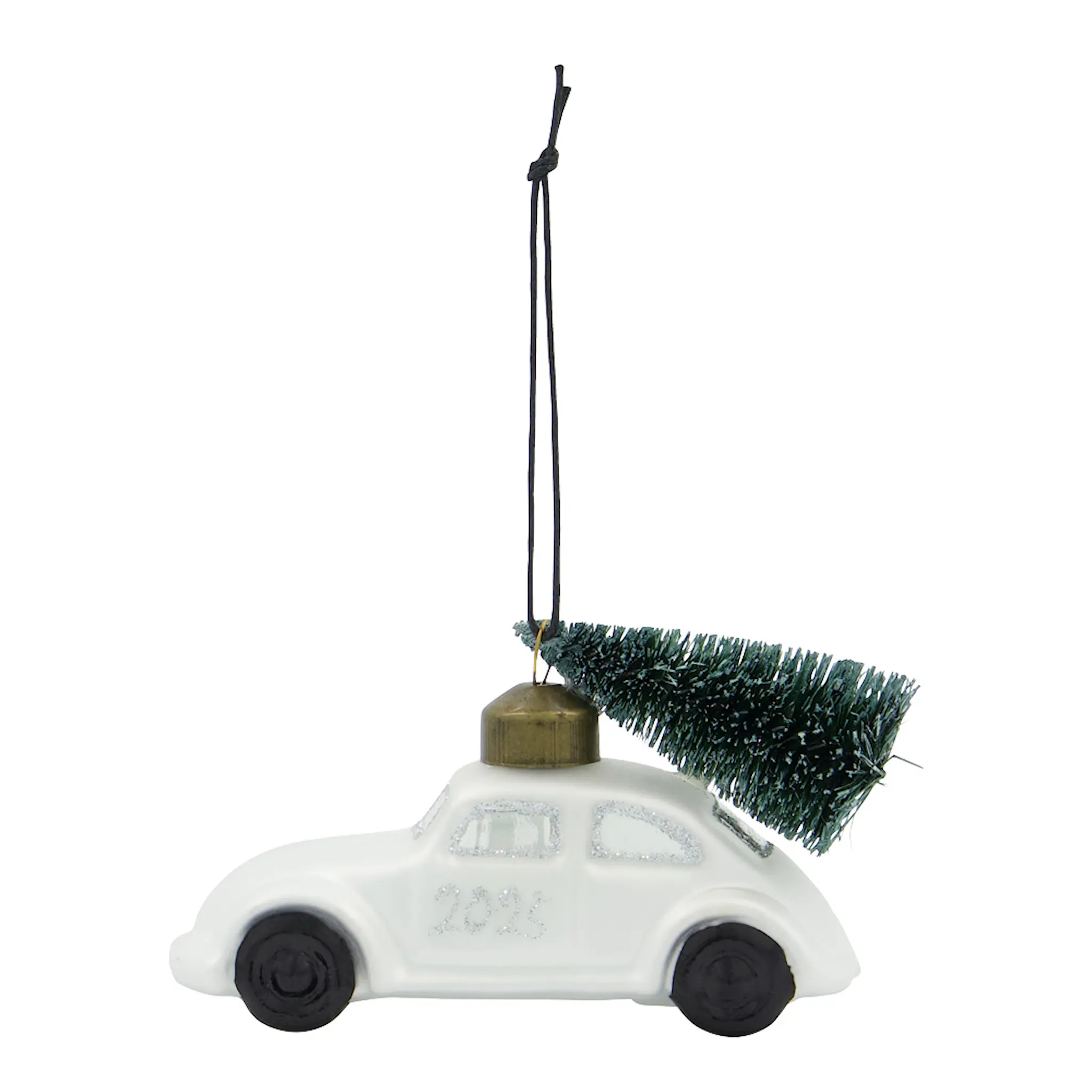 House Doctor Xmas Car 2025 julpynt bil hänge 10,5 cm vit/silver