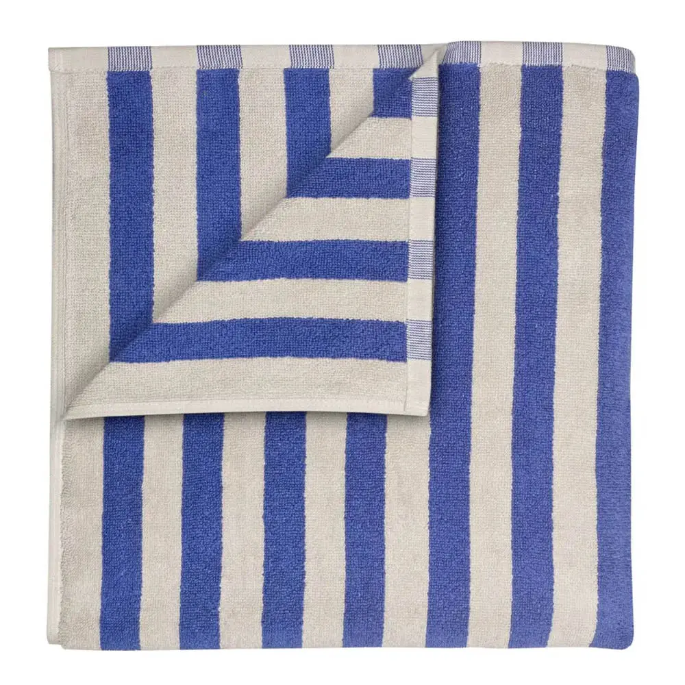 Arto badehåndkle 140x70 cm beige/blå brede striper