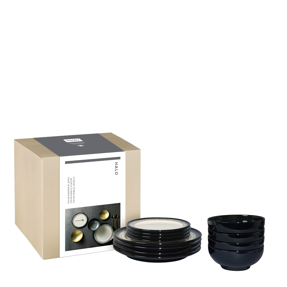 Denby Halo Startset 12 delar Blå-svart