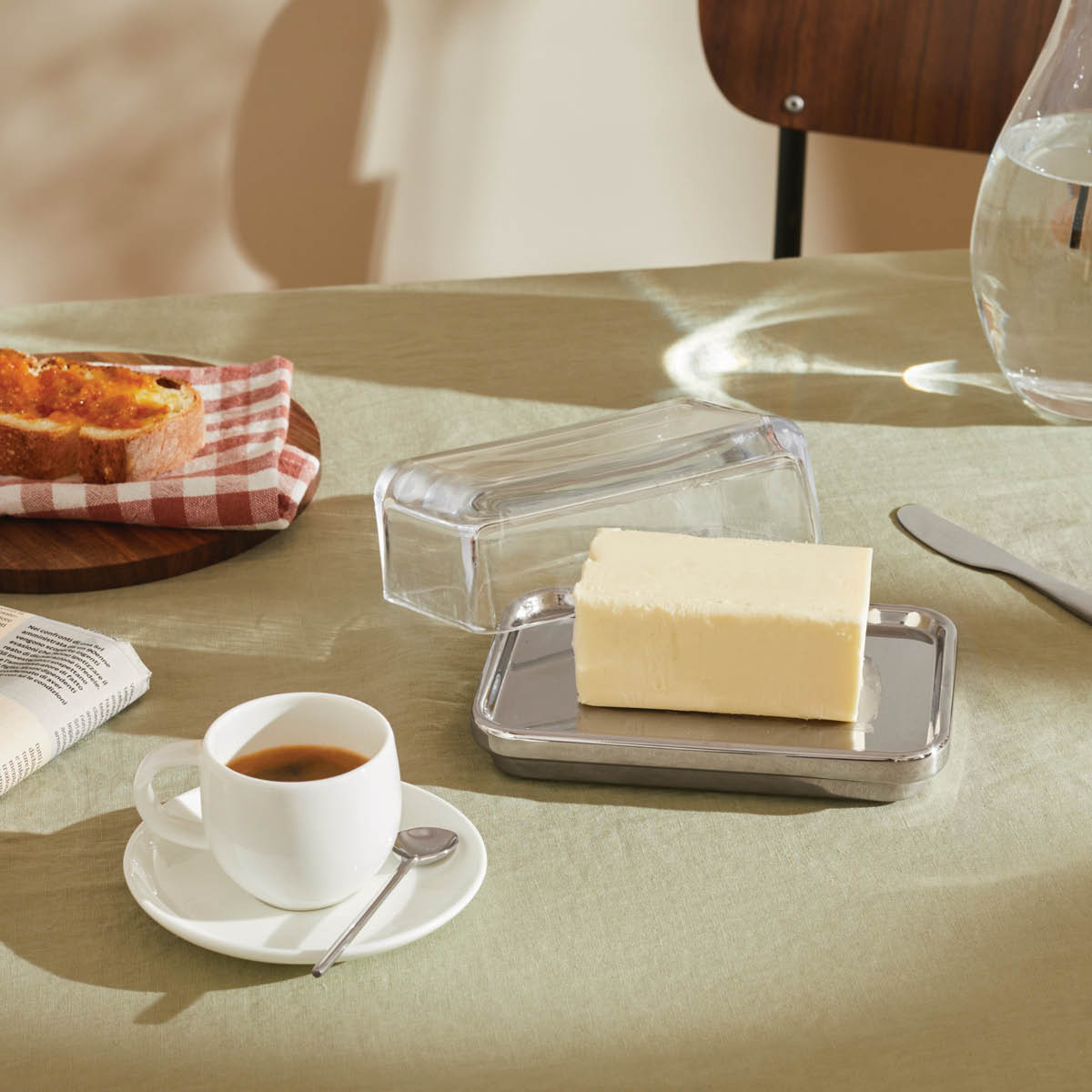 Alessi Smörask 16x11 cm glas/stål