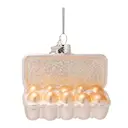 Wine & Dine julhänge i glas 4 cm Ägg i ask vit