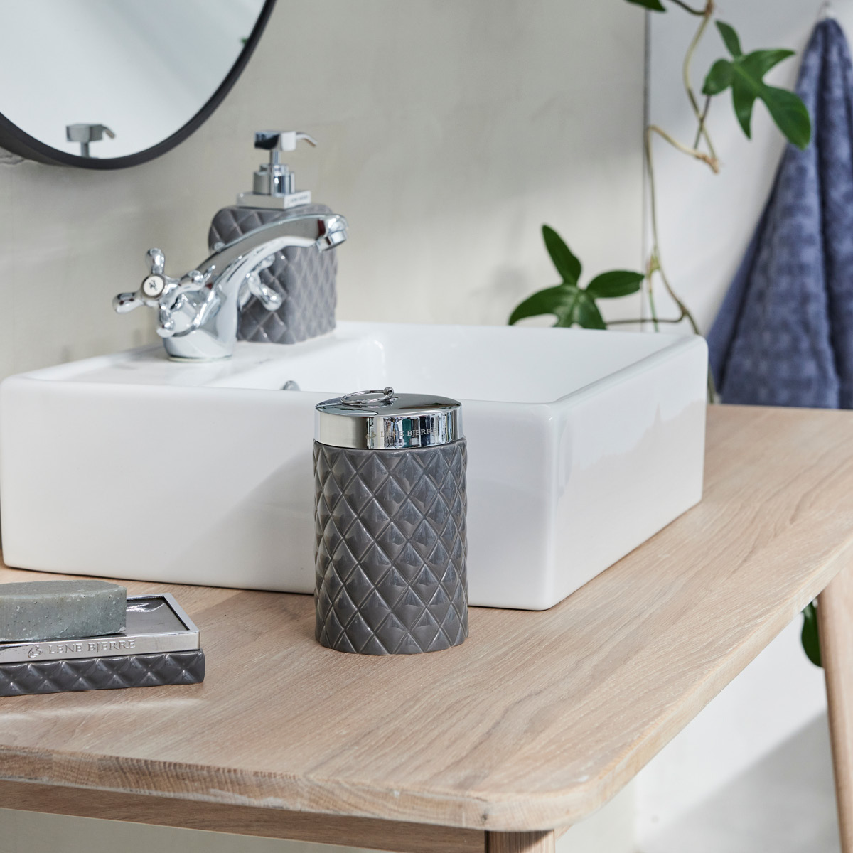 Lene Bjerre Portia tvålskål 13x10 cm grå