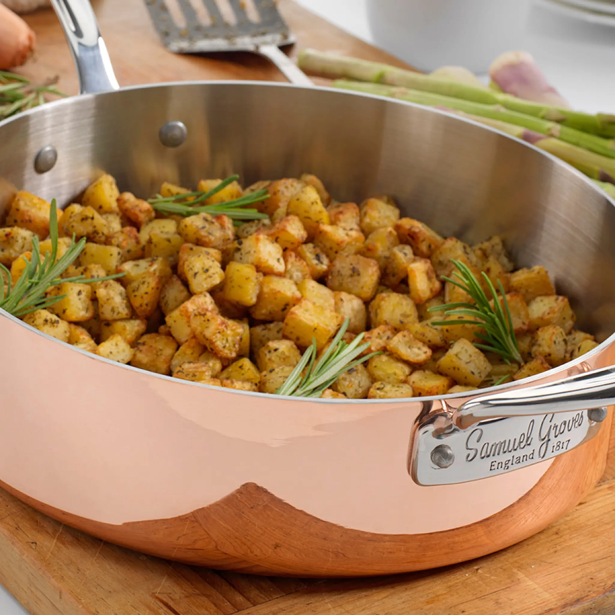 Samuel Groves Copper Induction traktørpanne med lokk 26 cm