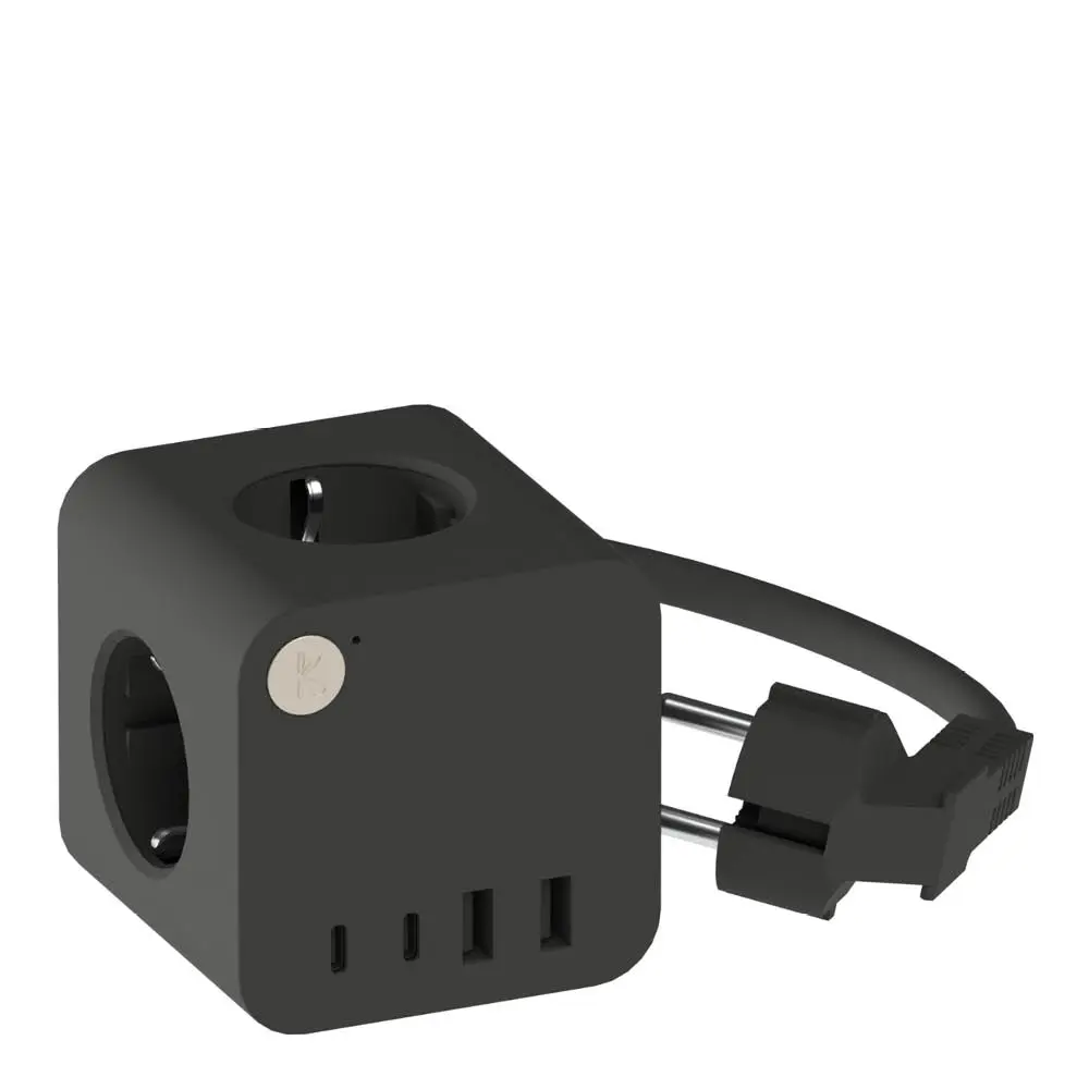 Ampie Wired multistikkontakt USB-A/USB-C svart
