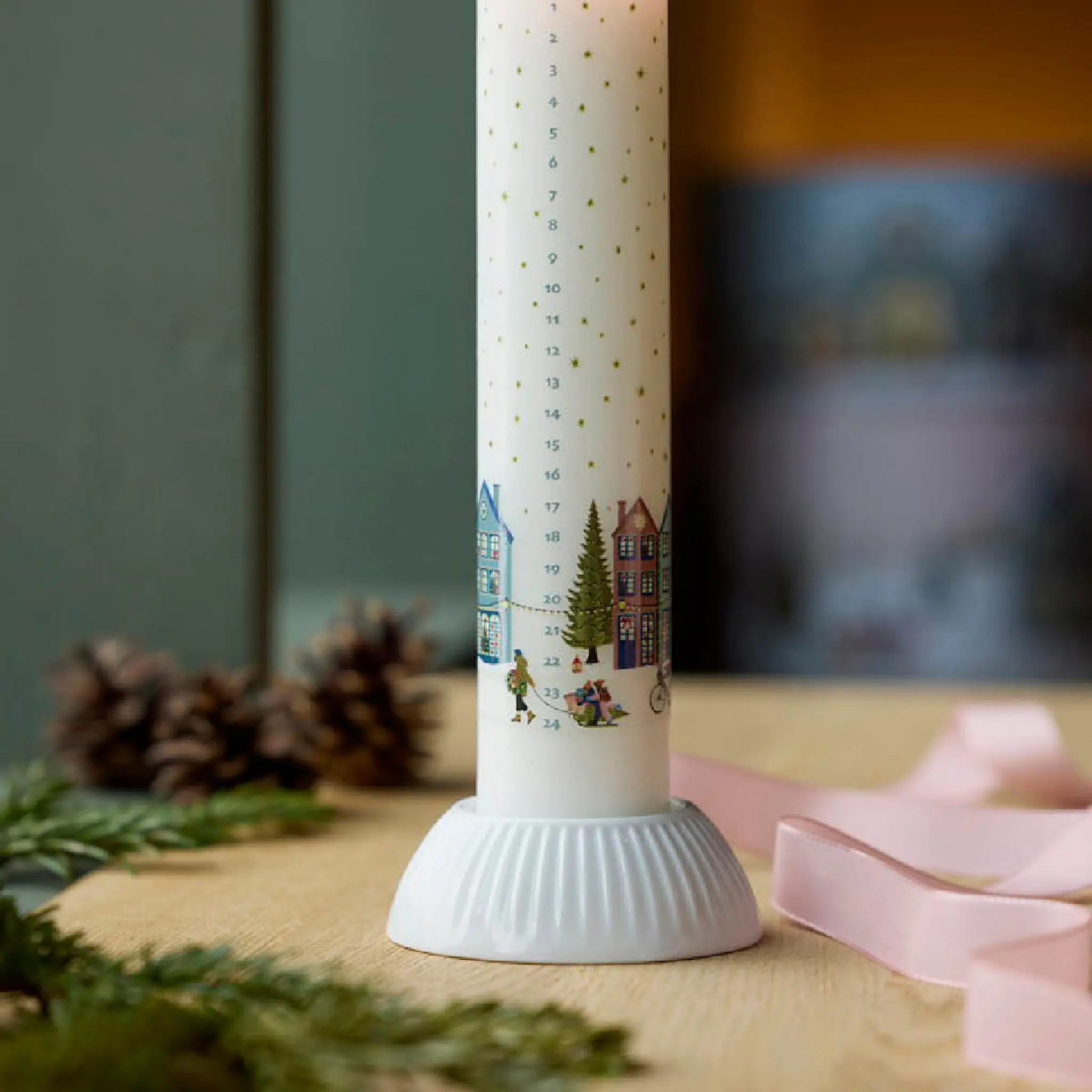 Pillivuyt Vinter kalenderljusstake 10 cm vit