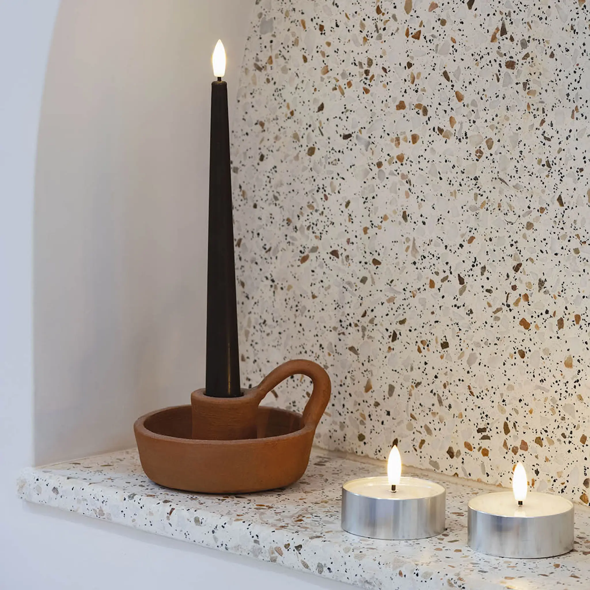 Moods & More Värmeljus LED 6,3x2,5 cm silver/vit