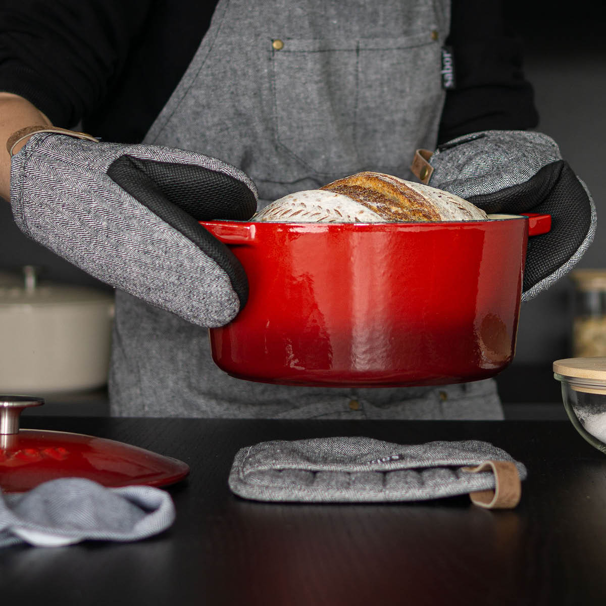 Sabor Home Patalappu 20x20 cm 2 kpl Harmaa/Musta