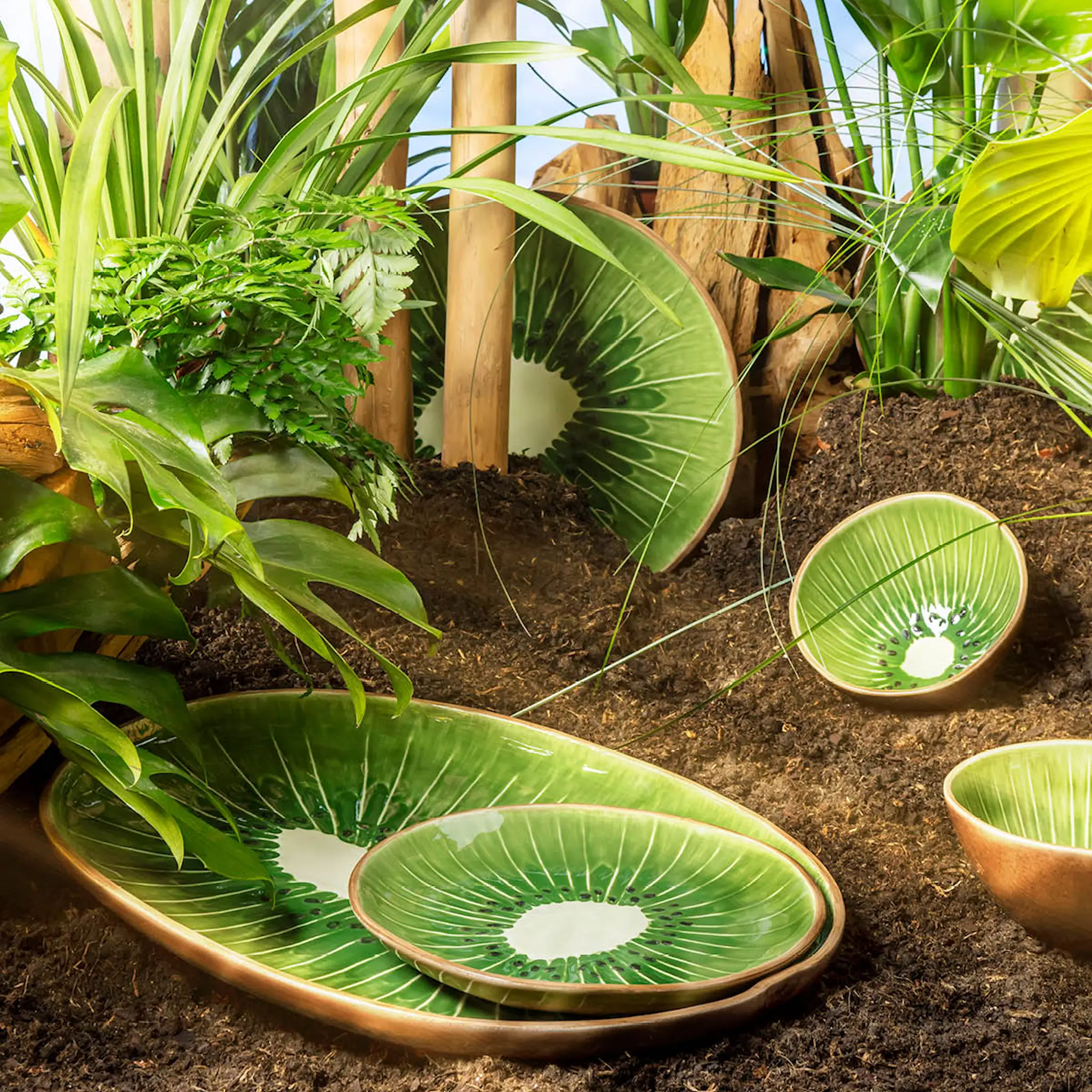 Bordallo Pinheiro Tropical Fruits serveringsfat 40,2x31,1 cm kiwi grön