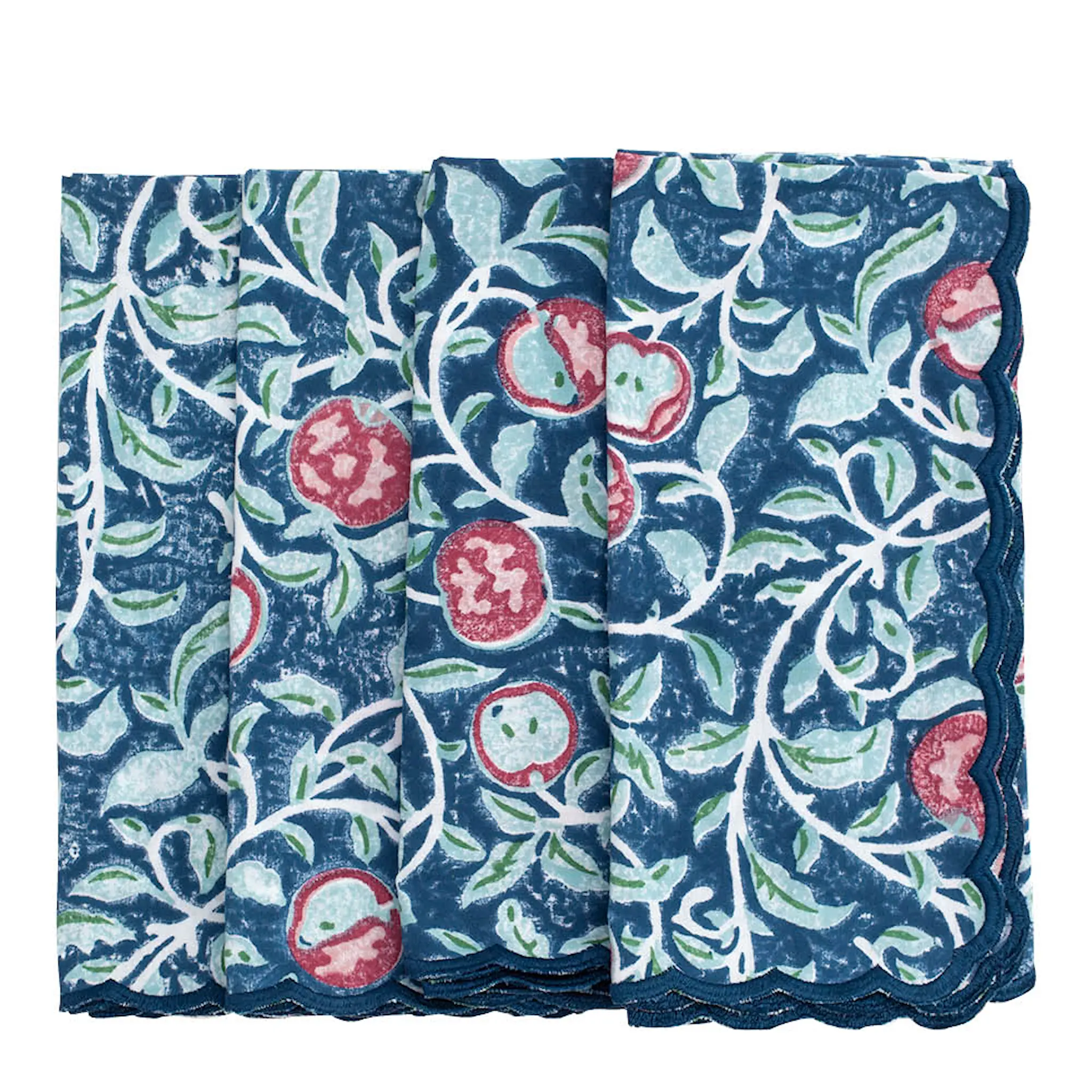 Chamois Apple servett scallop 50x50 4-pack blå