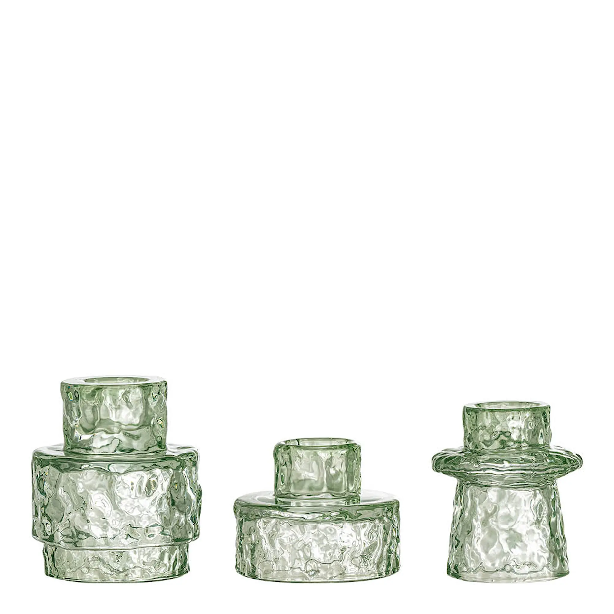 Bloomingville Delphia ljusstake i glas 3 delar grön