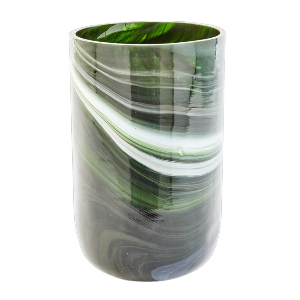 Pols Potten Marbled vas i marmorerat glas M 30 cm mörkgrön