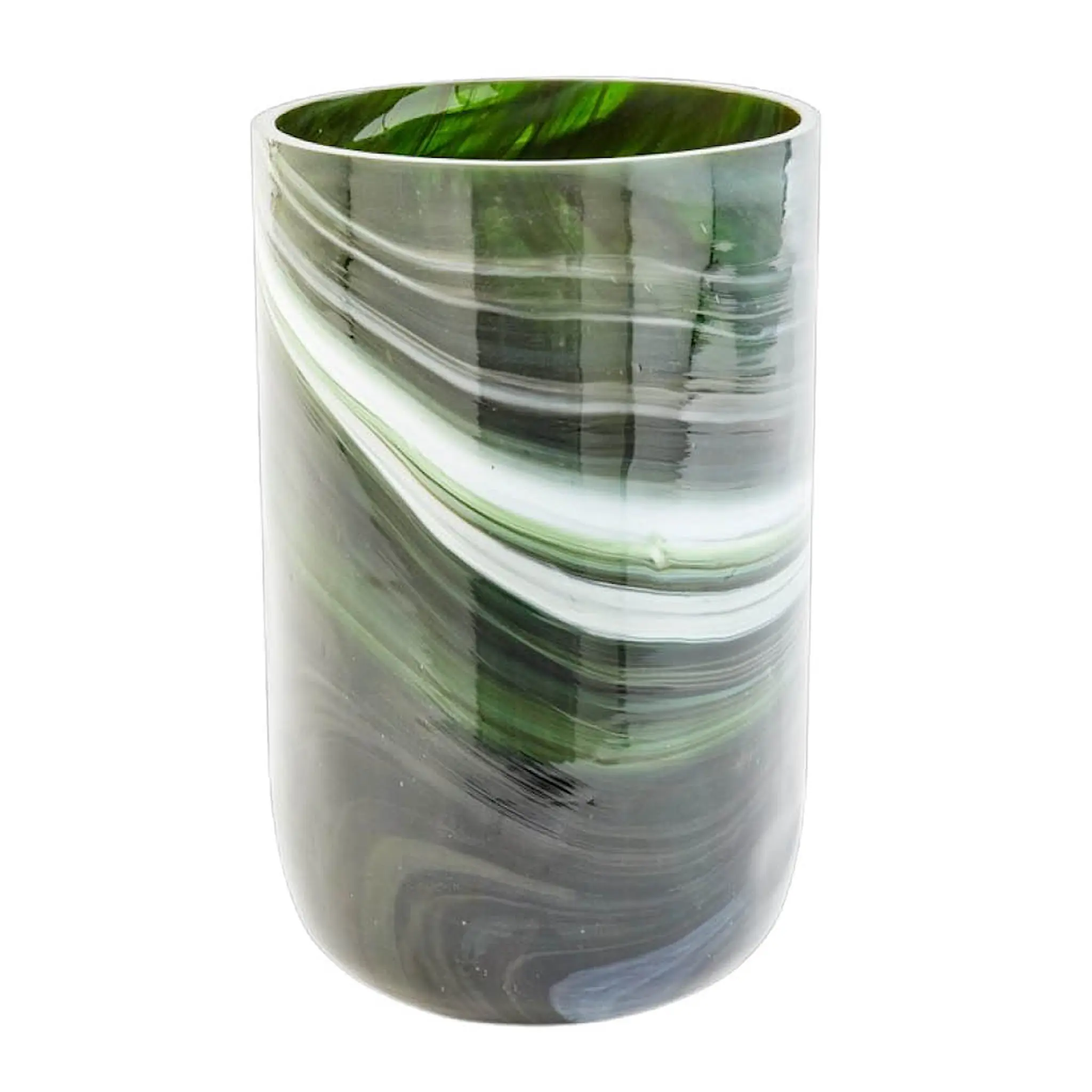 Pols Potten Marbled vas i marmorerat glas M 30 cm mörkgrön
