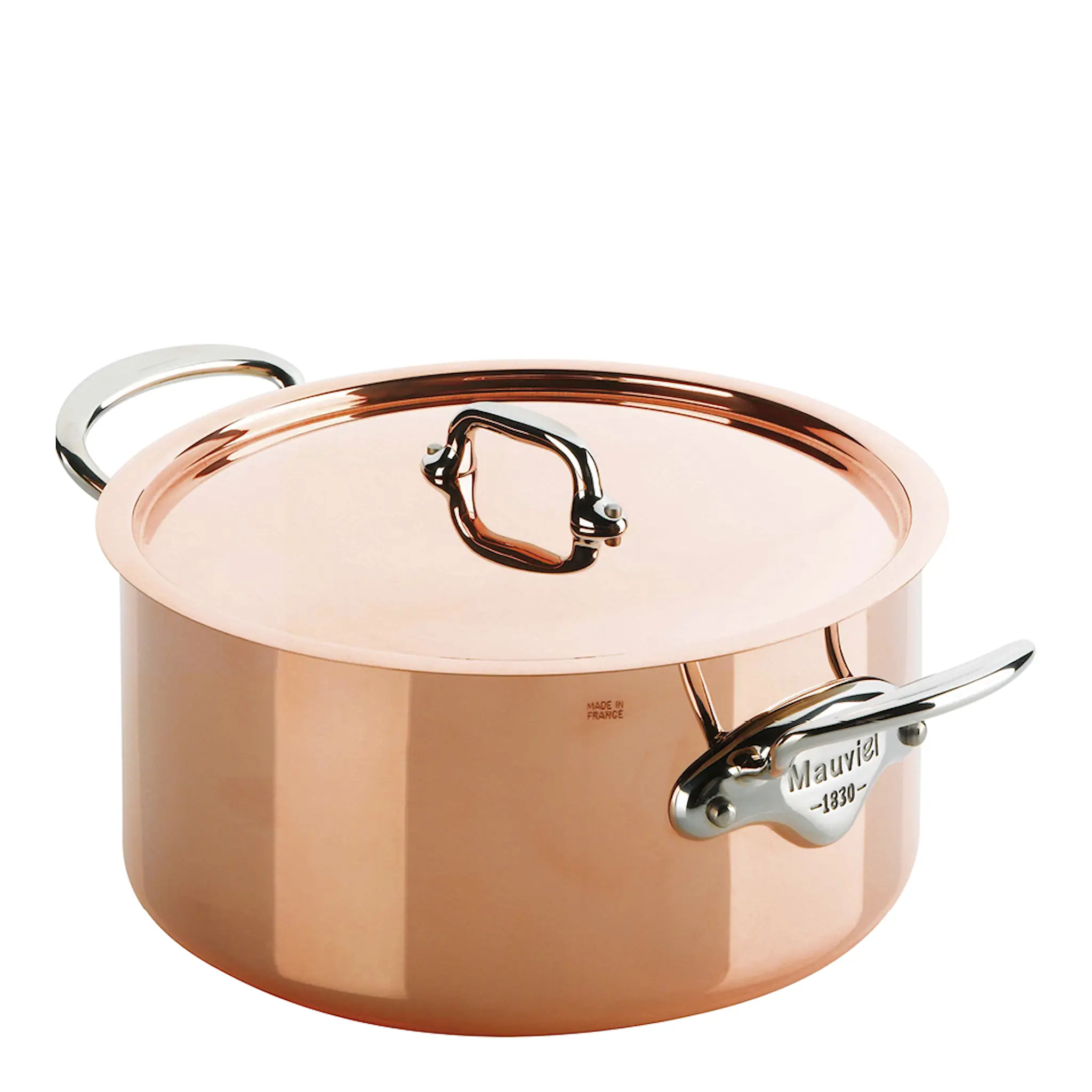Mauviel M'150s gryta med lock 3,2 L koppar/stål