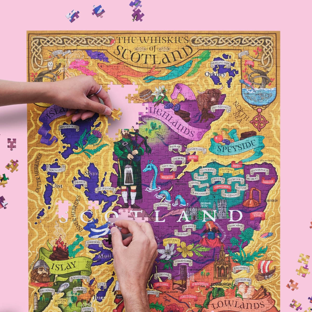 Water and Wines Whisky Pussel - Skotland 1000 bitar Lila