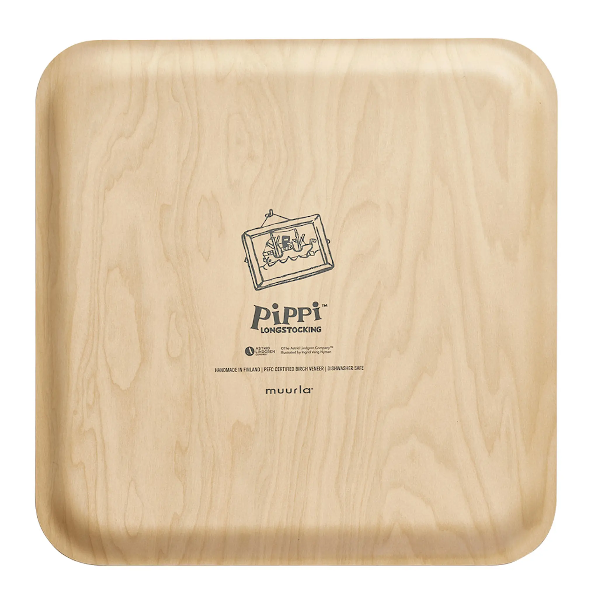 Muurla Pippi bricka 33x33 cm pannkakor