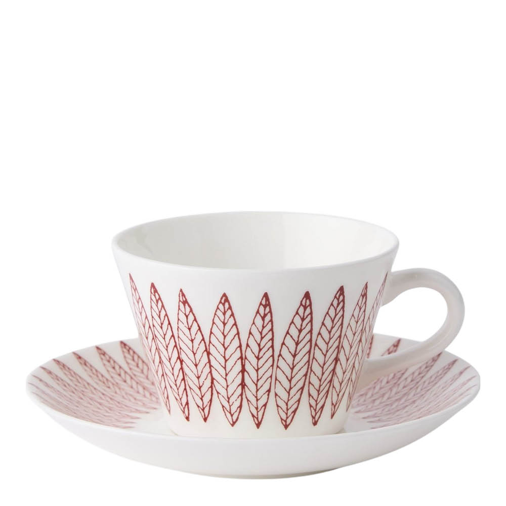Gustafsberg Salix Rød kaffekopp med skål 15 cl