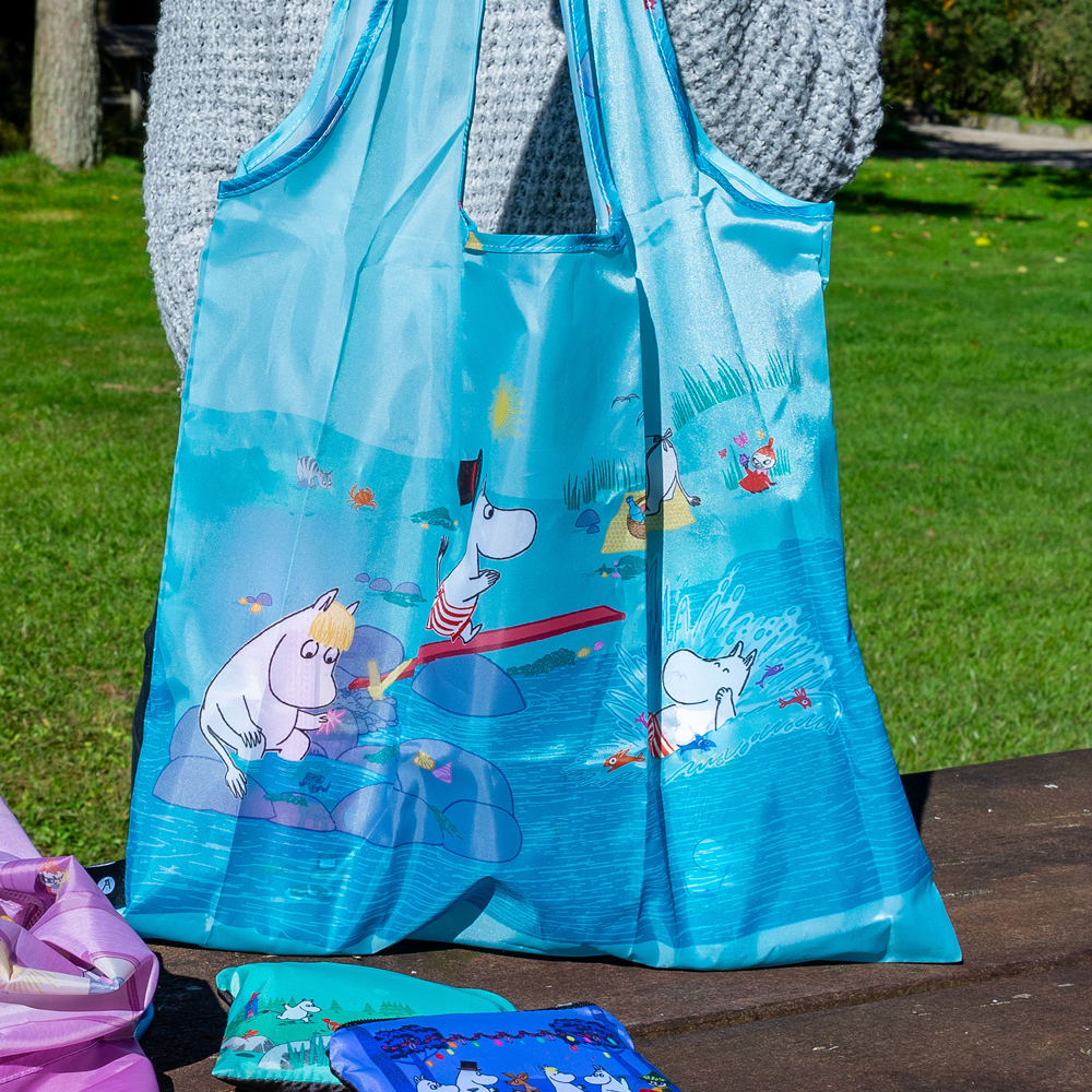 Les Artistes Mummi handlenett 20L Playing on the beach lys blå